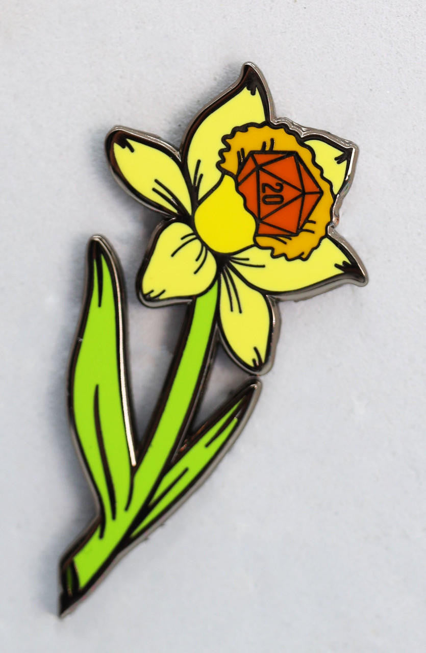 Foam Brain Games Hollow Hearts Enamel Pin: Dice Daffodil